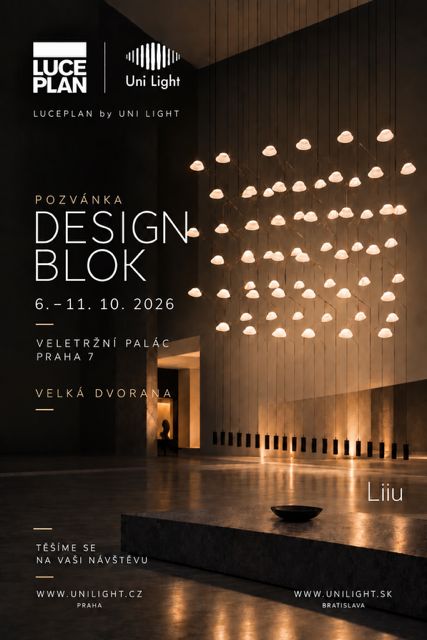 Pozvánka na Designblok 6.–11. 10. 2026, Veletržní palác, Praha 7 – Luceplan by Uni Light